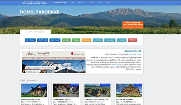 Strona zakopanedomki.com w 2018 roku