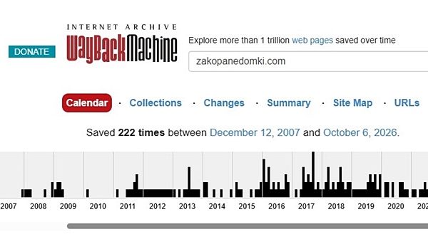 Historia serwisu zakopanedomki.com w archiwum Wayback Machine